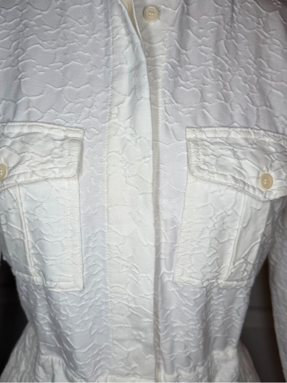 J Crew Embroidered Floral Long Sleeve Tie Waist Cream Utility Romper Women Sz 6 - Picture 2 of 12